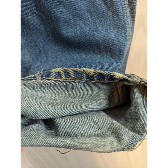 American Eagle Low Rise Boot Bootcut Denim Jeans Dark Mens Size 33/24 ALTERED - Picture 7 of 11